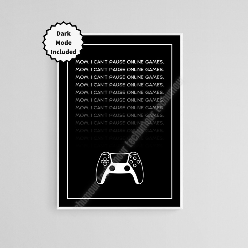 Can't Pause Online Games Playstation Sign Art for Kids Etsy