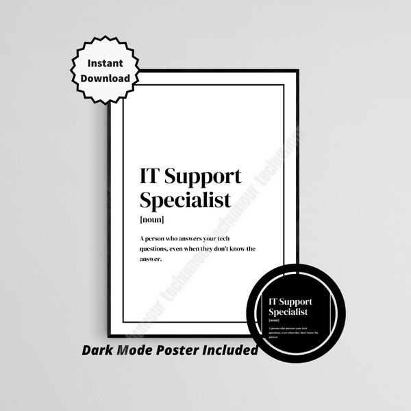 IT Support Poster, Tech Support Geschenk, Tech Support Poster, Technischer Support Wandkunst, Helpdesk, Tech Support Definition, Mitarbeiter Geschenk