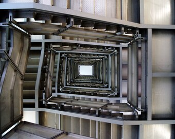 Stairs black and white digital art print, wall art - instant download