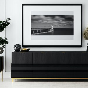 Pier in black and white photo, digital art print, wall art - instant download