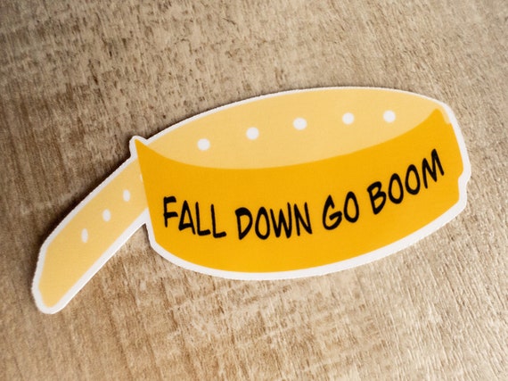 Funny fall risk bracelet sticker, fall down go boom decal, health care humor, gift for nurse doctor CNA physical occupational therapist