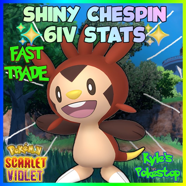 6IV Shiny Chespin // Pokemon Scarlet and Violet // lvl5 // Fast Trade // SV // Free Item