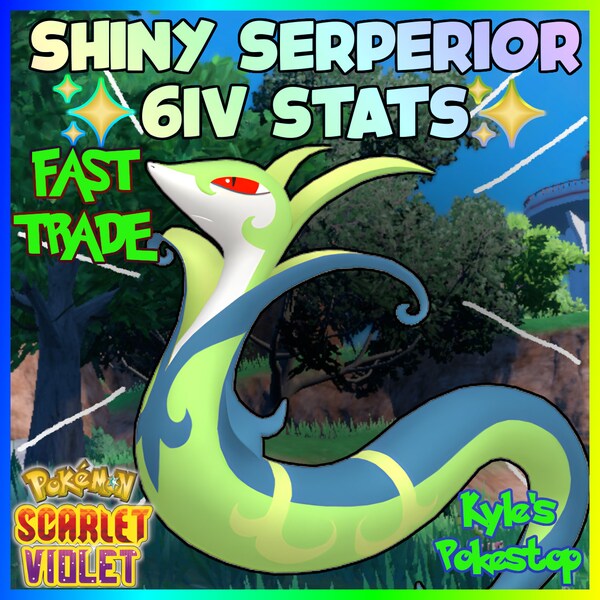 6IV Shiny Serperior // Pokemon Scarlet and Violet // lvl100 // Fast Trade // SV //Free Item