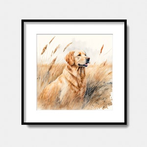 Golden Retriever in Field Digital Print