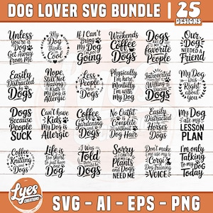 25 Hundeliebhaber Zitate SVG, Hund Zitate Bundle SVG, lustige Hundezitate, Haustierliebhaber SVG, Hundemama usw