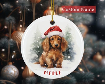 Christmas Dachshund Ornament, Custom Dachshund Ornament, Dachshund Ornament, Christmas Dachshund, Dachshund Christmas, Red Doxie Ornament