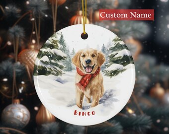 Personalized Golden Retriever Puppy Christmas Ornament, Dog Christmas Ornament, Golden Retriever First Christmas, Custom Pet Ornament