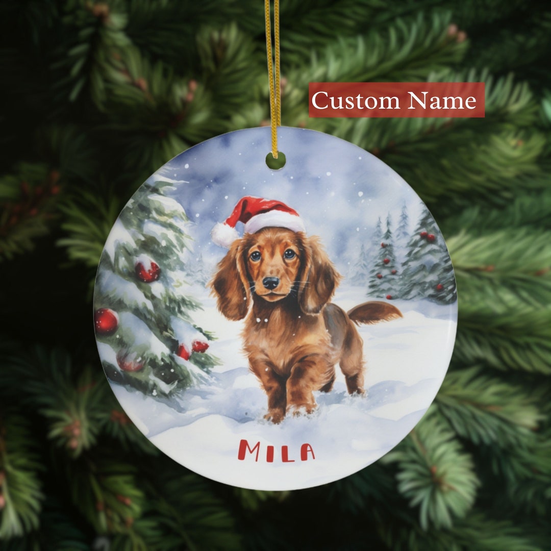 Custom Dachshund Christmas Ornament, Wiener Dog Ornament, Christmas
