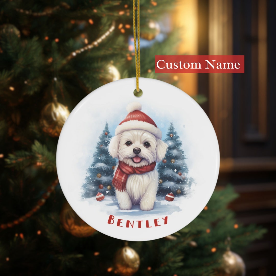 Maltese Christmas Ornament, Custom Maltese Christmas Ornament Gift