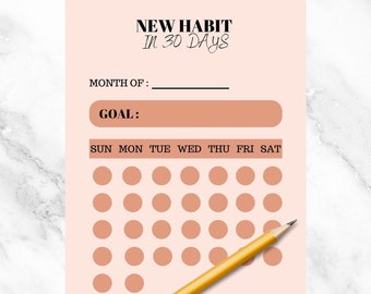 New Habit in 30 Days Tracker, Pintable Habit Tracker, Habit Tracking PDF, Daily Habit Tracker, Monthly Habit Tracker, Habit Tracker Download