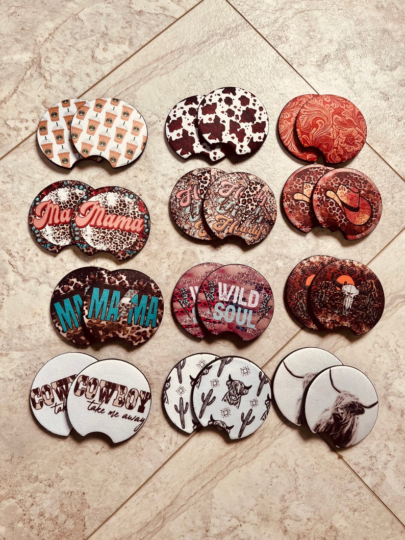 Western Car Coasters Etsy