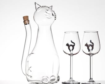 Ensemble cadeau bouteille chat