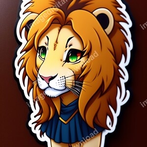 Anime Lioness Sticker, AI Generated, High Resolution (Digital Image)