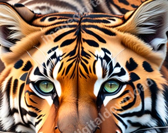 Tiger Digital Art | AI-Generated Vector Illustration, Printable Wall Decor, Instant Download.