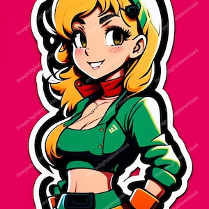 Manga Anime Sticker Girl, Digital Print Download, High Resolution 3D 4K Digital Print