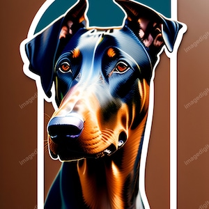 Digitale Doberman-sticker: versier je bezittingen met dit prachtige rasechte hondenportret