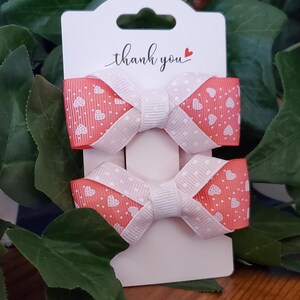 Heart Valentine&#39;s Day Bows/Toddler Pigtail Bows/Girl Valentine&#39;s Day Hair Bows/Red, Pink or Watermelon Valentine&#39;s Day Hair Bows