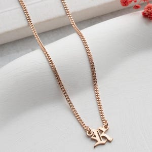 Personalized Gothic Initial Necklace: Sterling Silver Vintage Pendant