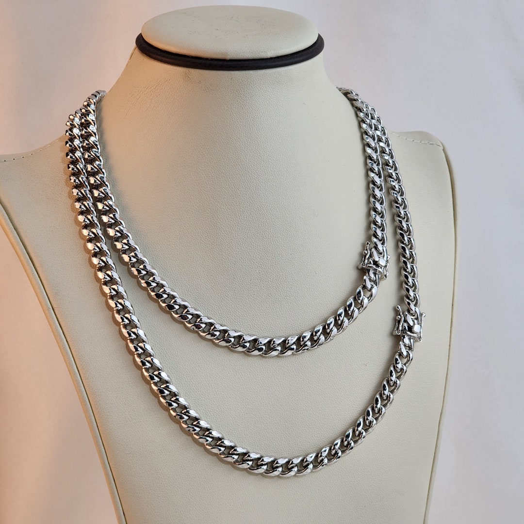Miami Cuban Chain, 925 Silver Curb Link Semi Solid Heavy Necklace - Etsy