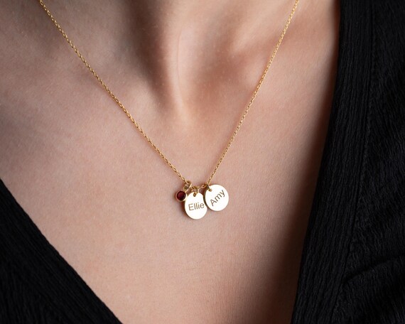 Initial Necklace Multi Disk Necklace Multi Disc Necklace Solid Rose Gold – Linden Cook Jewellery