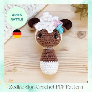Zodiac sign crochet pattern aries // homemade diy step by step toy gift for baby girl newborn birthday present for babyshower easter gift