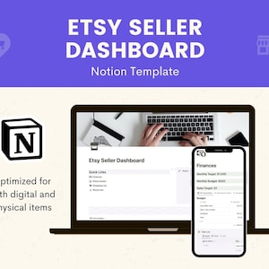 Etsy Seller Dashboard | Notion Template | Business Planner and Management Tool | Etsy Seller Digital Planner | Bookkeeping | Listing Manager