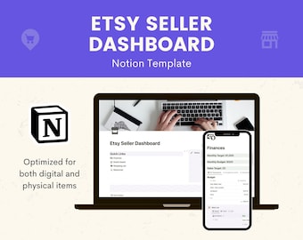 Plantilla de Notion para el panel de control de vendedores de Etsy / Planificador de negocios