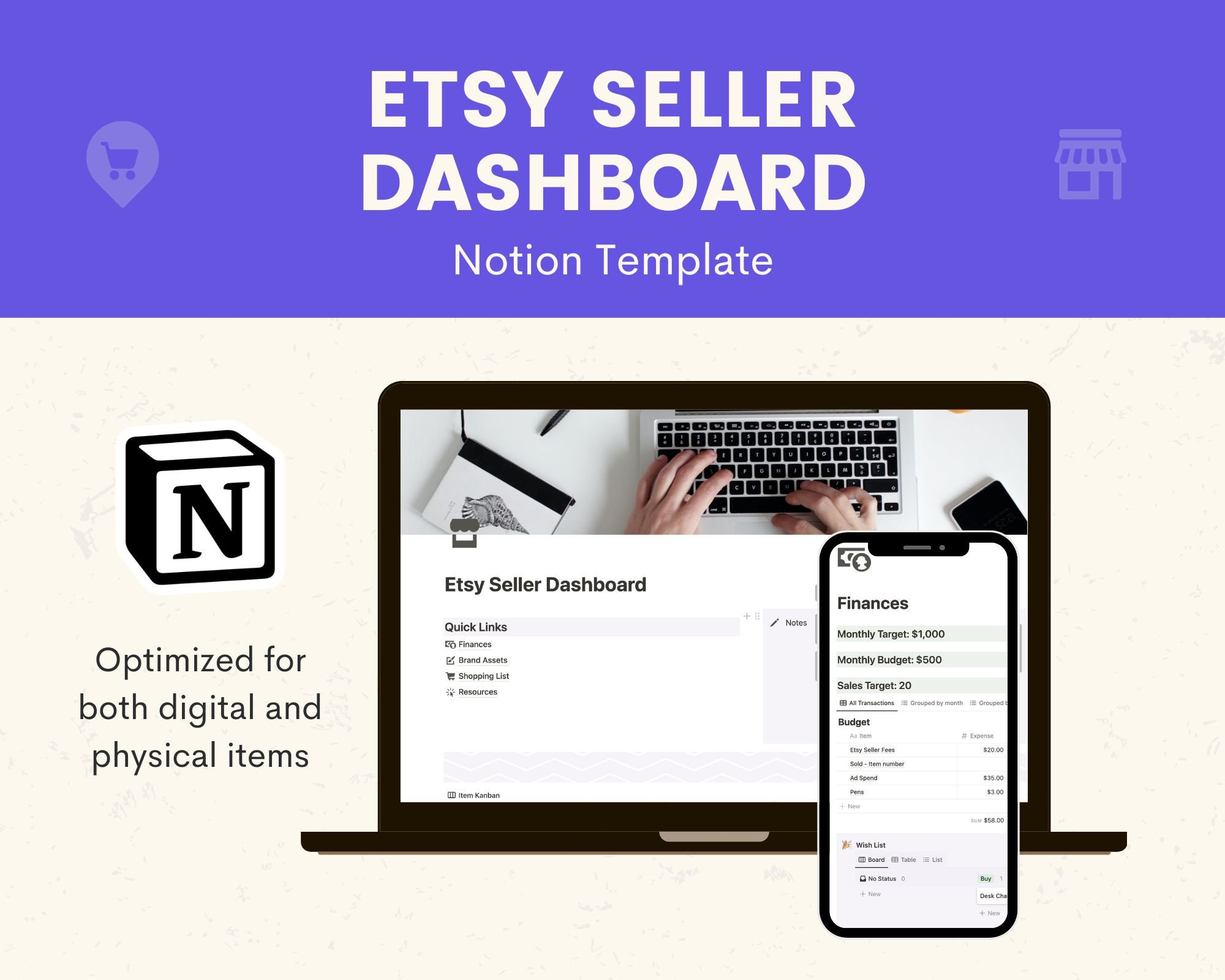 Etsy Seller Dashboard Notion Template | Business Planner - Etsy