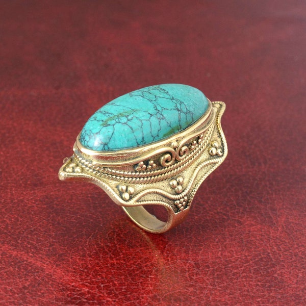 Turquoise Ring* Gold Vermeil Ring * Boho Ring* Blue Ring * Gypsy Ring * Handmade * Hippie * Gold Ring * Blue *Bohemian Jewelry