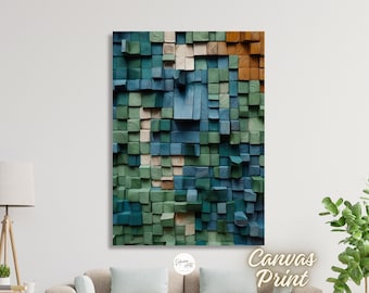 Abstract blauw groen bruin canvas print muurkunst - abstracte aarde kleur minimalistische schilderij moderne kunst muurdecoratie