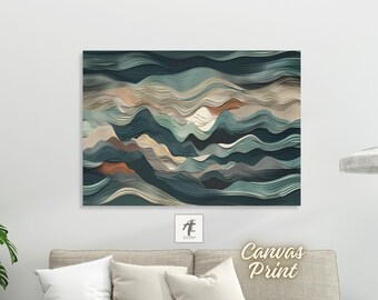Abstrakt Grün Topographisch Welle Wand Kunst Druck - Boho Minimalistische Gemälde Moderne Kunst Wanddekoration