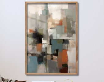 Abstract Muted Color Blocks Squares Printable Wall Art - Minimalist Art Soft Muted Color Wall Decor Digital Download