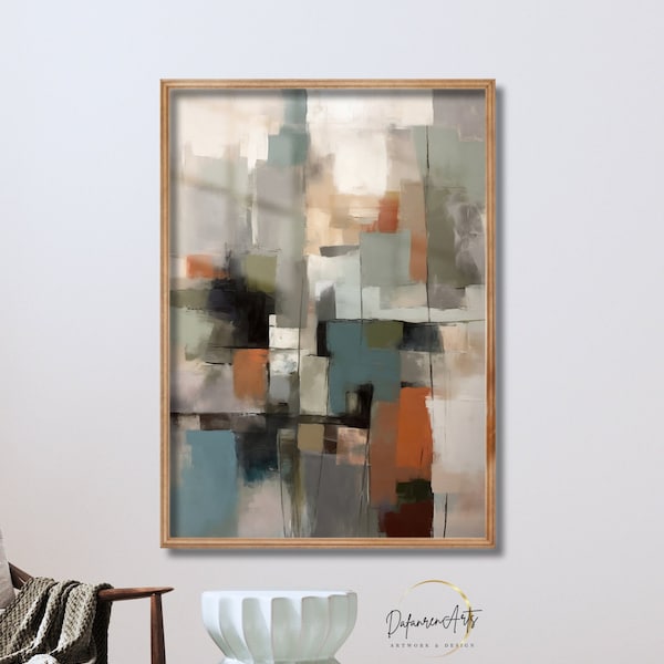 Abstract Muted Color Blocks Squares Printable Wall Art - Minimalist Art Soft Muted Color Wall Decor Digital Download
