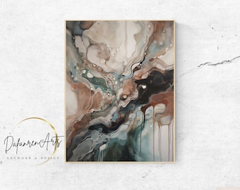 Abstract Printable Wall Art For Living Room Abstract Poured Style Minimalist Art Muted Color Wall Decor Digital Download