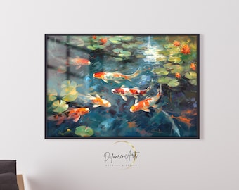 Koi Fish Pond Printable Wall Art - Impressionist Style Art Simple Wall Decor Digital Download