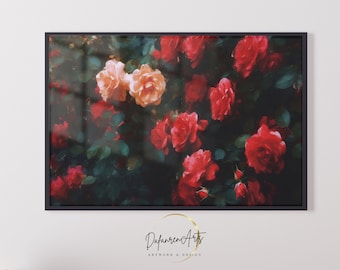 Red Roses Printable Wall Art For Living Room Floral Botanical Art Simple Wall Decor Digital Download