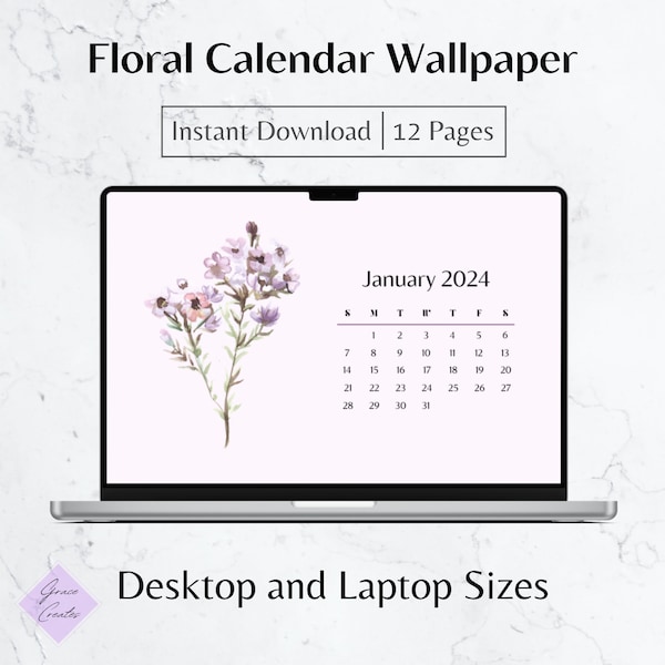 2024 Calendar Wallpaper Pc Etsy