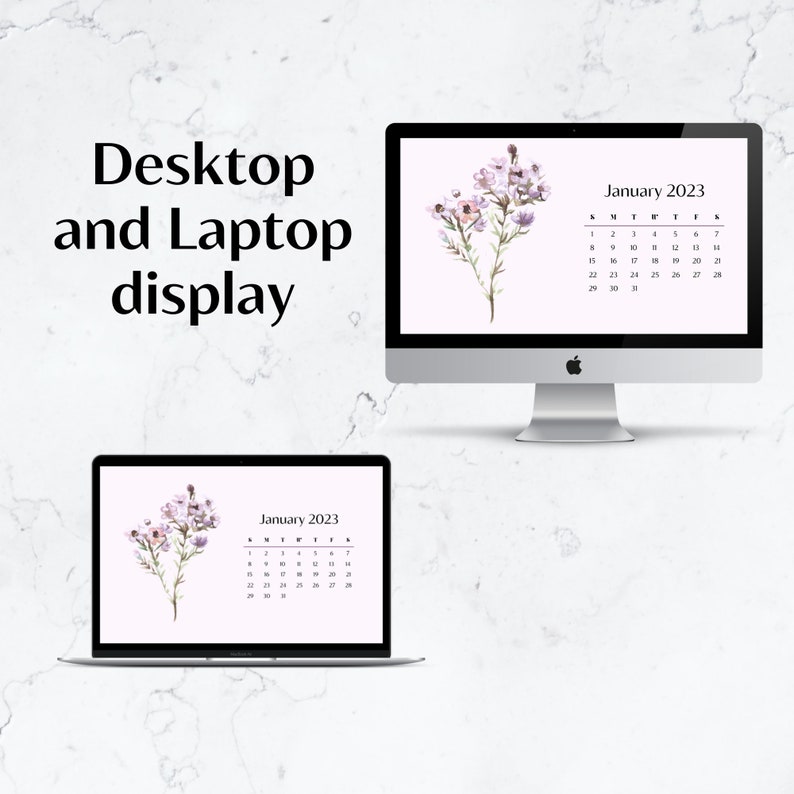 Floral 2024 Calendar Wallpaper, Calendar, Floral Wallpaper, Laptop