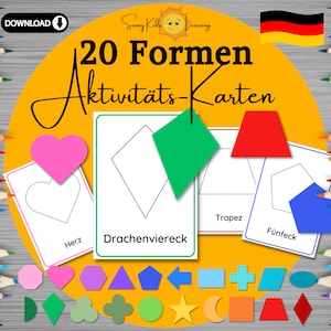 Geometrische Formen lernen Flashcards, Lernkarten digitaler download pdf, deutsche Karteikarten Anfänger Schule Vorschule Kindergarten Kita