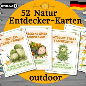 Entdecker-Karten Kinder, outdoor Kartenset, Motivation u. Bewegung im Freien, druckbare Natur entdecken Karten deutsch, Vorschule Schule pdf
