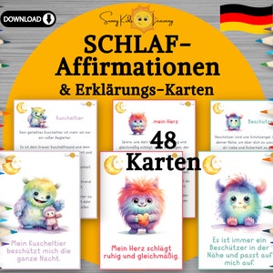 Affirmationskarten Kinder, Schlaf Affirmationen Kinder, Motivationskarten Kinder, druckbare Mutmach Monster Karten, Achtsamkeit Kind deutsch