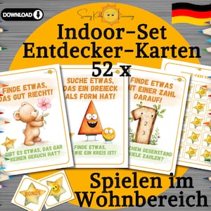 Entdecker-Karten Kinder, indoor Kartenset, Spielen im Wohnraum, druckbares Spielkarten Set, Beschäftigung Kindergarten, Vorschule Schule pdf