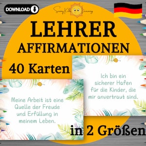 Affirmationskarten für Lehrer, Geschenk für Betreuer, Affirmation Erwachsene, Karten Lehrer druckbar, Lehrergeschenk digitaler Download pdf