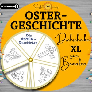 Ostergeschichte DIY Drehscheibe digitaler Download, Bibel Jesus Ostern lernen Lernhilfe, Bastelset Ostern Kinder, Lernspiel Ostern Vorschule