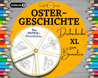 Ostergeschichte DIY Drehscheibe digitaler Download, Bibel Jesus Ostern lernen Lernhilfe, Bastelset Ostern Kinder, Lernspiel Ostern Vorschule