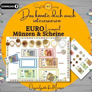 Geld zählen lernen, Spielgeld digital, Euro Lernspiel deutsch, Montessori Frühförderung Kinder Vorschule Kindergarten, Euro Busy book sparen zdjęcie 8