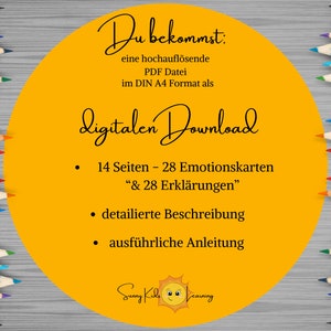 Gefühlskarten Kinder, Emotionen deutsch, Emotionskarten Kind druckbar, Gefühle erklären, Montessori Lernkarten, Vorschule digitaler Download zdjęcie 7