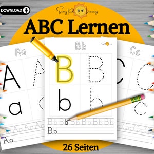 Alphabet lernen, Abc Lernblätter diy, minimalistisch Buchstaben schreiben Frühförderung digitaler download,Vorschule Kindergarten Schule pdf