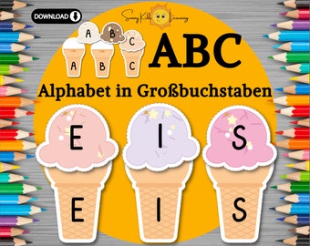 ABC lernen, Alphabet Schreiben Kinder, Abc Lernkarten, digitaler download, flash cards abc, Kindergarten Buchstaben, schreiben lernen pdf
