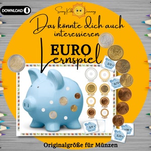 Geld zählen lernen, Spielgeld digital, Euro Lernspiel deutsch, Montessori Frühförderung Kinder Vorschule Kindergarten, Euro Busy book sparen zdjęcie 9